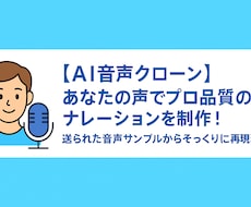 あなたの声の◆高品質ナレーション音声作成◆します 【AI音声クローン】音声サンプルからそっくりに再現