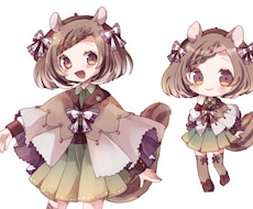 女の子のキャラクターデザイン、衣装デザイン承ります 5頭身～デフォルメ絵柄で制作いたします！