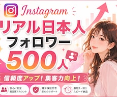 インスタ✦高品質日本人フォロワー500人増加ます 安心サポート│高品質フォロワー│減少補填対応│安全運用