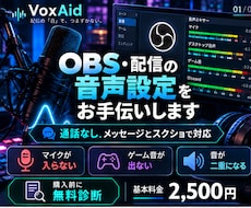 OBS・配信の音声設定をお手伝いします 通話不要！マイク・ゲーム音の設定を丁寧に対応