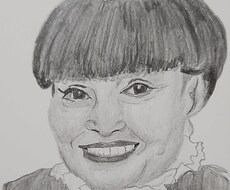 鉛筆で、似顔絵を描きます