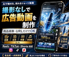 撮影不要でSNS広告用のAI動画を制作します 商品画像・URLから企画、台本、字幕、BGMまで一括対応