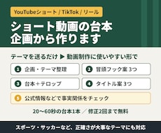 ショート動画の台本を企画〜タイトル案まで作成します イメージ1