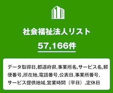 営業リスト 社会福祉法人リストを即納いたします 57,166件｜福祉業界向け営業データ（公的情報）