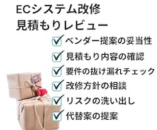 ECシステムの提案内容や見積もりをレビューします 見積もりが妥当か分からない、要件に抜けがないか確認したい方