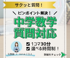 タイパ重視！元教師が中学数学の質問対応します わからない問題だけ！30分から選べるサクッと質問サービス