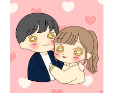 カップル編　ゆるかわなアイコン描きます 可愛いイラストお届けします(*˘︶˘*)♡