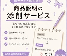 紙もの・文具作品の商品説明を整えます 購入者目線で伝わりやすい文章へ整えます。