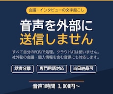 機密対応◎ 会議音声を話者分離つきで文字起こします イメージ1
