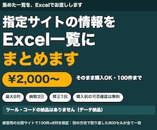 指定サイトの情報をExcelでリスト作成します イメージ1