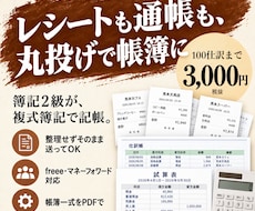 即日対応！スマホで撮って送るだけで記帳代行します 即日返信。1仕訳30円・100仕訳3,000円で丸投げOK