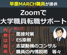 早慶MARCH職員が大学職員への転職サポートします ビデオチャットで、ES添削や面接対策等ご要望の内容を実施！
