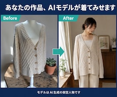 ハンドメイド作品をAIモデルが着用した画像作ります モデル撮影いらず。作品の魅力が伝わる着用イメージをAIで