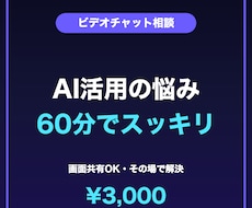 初心者のAI活用の悩みにビデオ相談60分で答えます イメージ1