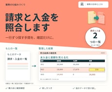 請求と入金を照合して確認表を作ります イメージ1