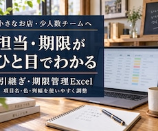 引継ぎ・期限管理Excelを使いやすく整えます イメージ1