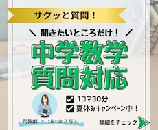 タイパ重視！元教師が中学数学の質問対応します わからない問題だけ！30分から選べるサクッと質問サービス