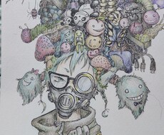 色鉛筆でお好きなのイメージでキャラクターを描きます イメージ1