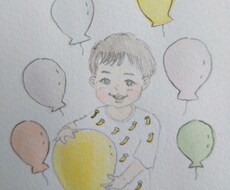 優しいタッチの水彩画似顔絵描きます イメージ1