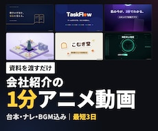 資料を渡すだけ！ナレ付き1分アニメーション作ります 最短3日で納品!台本・ナレーション・BGMまで丸ごとお任せ。