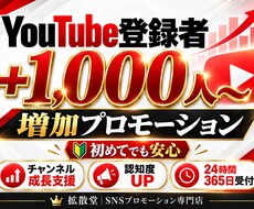 YouTube登録者＋1000人以上～増やします イメージ1