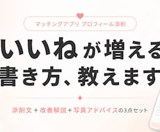 マッチングアプリのプロフィールを添削します 「いいね」が増えるプロフ文・写真選びまでサポート