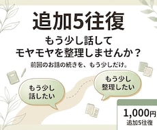 もう少し話してモヤモヤを整理します 前回のお話の続きを、5往復で整理します