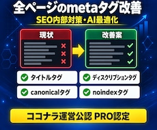 全ページのタイトルディスクリプションタグ改善します テクニカルseo・内部対策・AI最適化：metaタグ改善