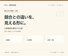 競合3社を調べ事業比較レポートを作ります 公式情報を整理し、次に試す一手へ