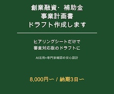 創業融資・補助金事業計画書ドラフト作成します イメージ1