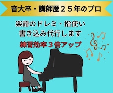 ピアノ講師が、楽譜にドレミ（音名）を記入します イメージ1