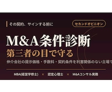 M&A条件が適正か第三者の目で診断します イメージ1