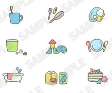 シンプルで可愛い物事イラストを描きます やることリストやタイムスケジュールにぴったりのイラストです！