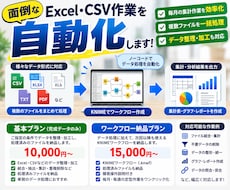 Excel・CSVの面倒な集計・加工を自動化します 毎月の定型作業を繰り返し使える形に