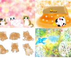 ほのぼのかわいい動物、ペットを描きます あなただけのかわいい動物、愛するペットをお描きします