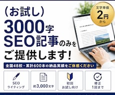 お試しで3000字SEO記事のみをご提供します イメージ1