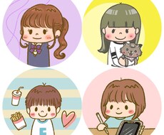 かわいい系の似顔絵アイコンの作成を致します イメージ1