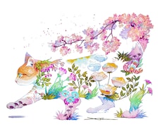 ペット(動物)の似顔絵・一枚絵描きます 植物や風景を織り交ぜた一点物です！