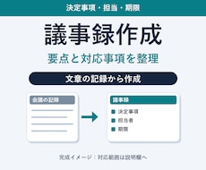 会議の記録を議事録と対応事項に整えます イメージ1