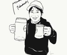 シンプルで使いやすい、白黒の似顔絵を描きます