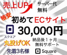 8月先着3名SquareでECサイト作成します 初めてのネット商品販売・在庫管理をご検討中の事業主様へお勧め
