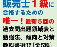 販売士1級の最新５回の過去問出題領域表提供します 合格者が提供する唯一の過去問出題領域データと合格関連情報です
