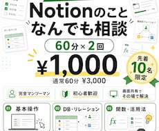 限定価格｜Notionの疑問を徹底的に解決します 画面を共有しながらの解説。丁寧な解説が必要な方へ