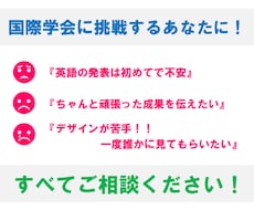 国際学会パワーポイント、ポスター作成サポートします 「わかりやすさ」と「信頼性」のある”伝わる”発表に!