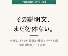 EC商品説明文・SEOコピーを48時間で作ります その商品ページ、まだ「とりあえず」で出していませんか。