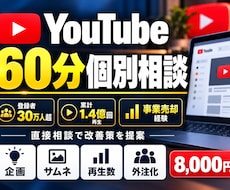 YouTubeの悩みを60分で個別相談できます イメージ1