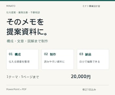 メモから決裁に出せる提案資料を制作します 5ページ・構成から図解まで。編集可能なパワポで納品