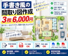 不動産の間取り図を３枚６０００円で作成します イメージ1