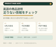 英語の商品説明で足りない情報をチェックします 直す順番と英文ひな型をPDFでお返しします