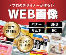 修正無制限！プロのデザイナーがWEB画像制作します 修正回数無制限・全サイズ同一料金で最後まで丁寧に制作します